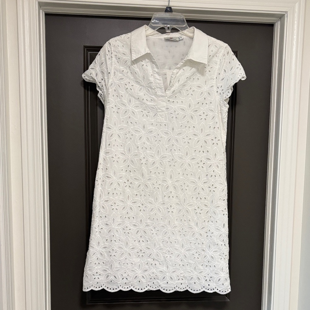 Vineyard Vines white eyelet Margo shirt dress 10 - Picture 2 of 6